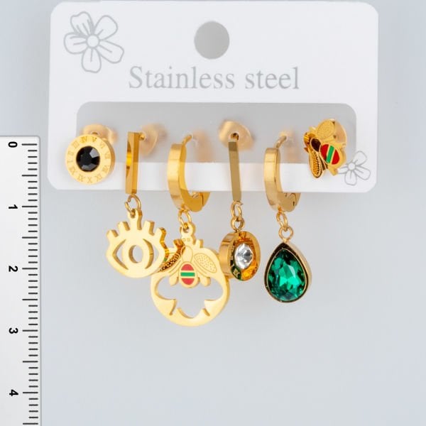 Steel Earring Bee Eye - 6 Pieces