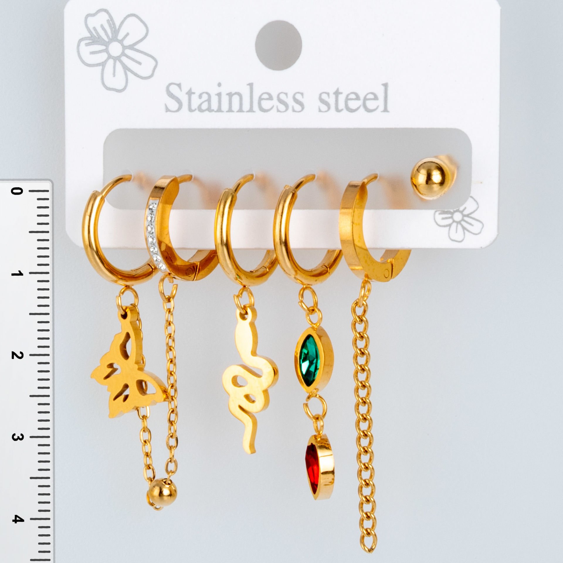 Çelik Küpe  Yılan Kelebek- 6  Adet