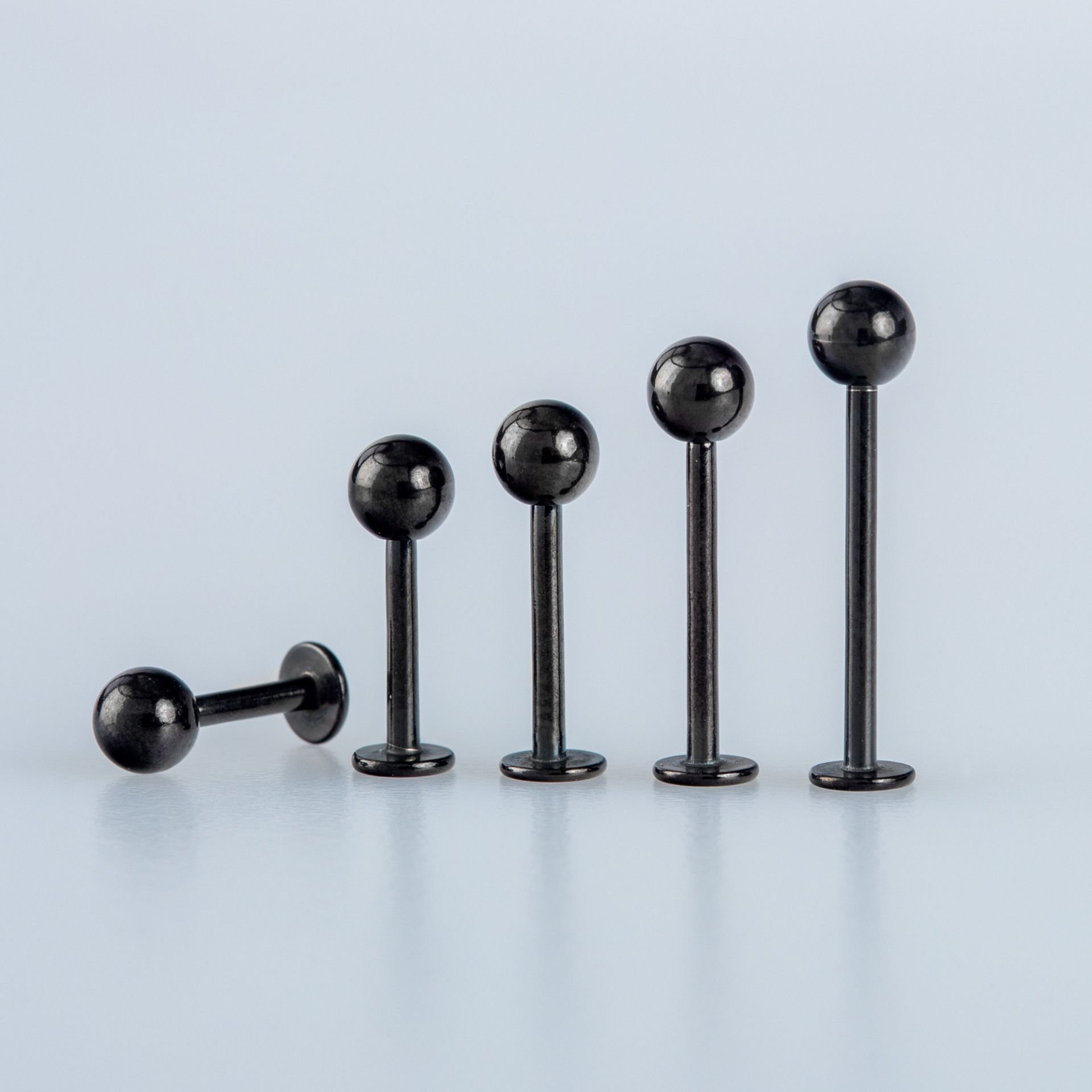 Toptan 316L Çelik Piercing Labret 4mm Top Siyah