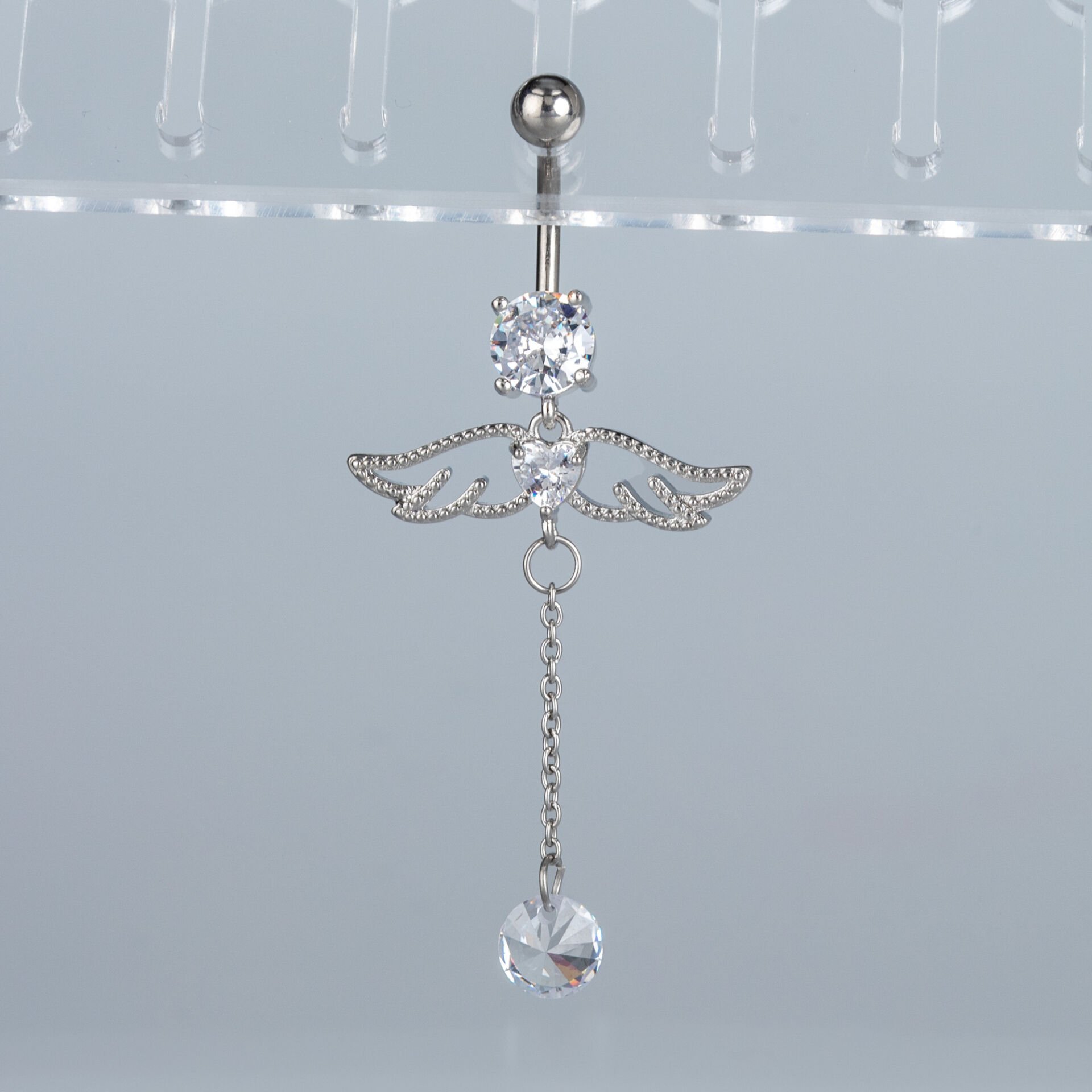 Piercing Göbek Fashion Kanat Kalp Taş