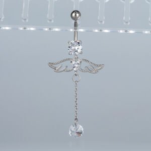 Piercing Göbek Fashion Kanat Kalp Taş