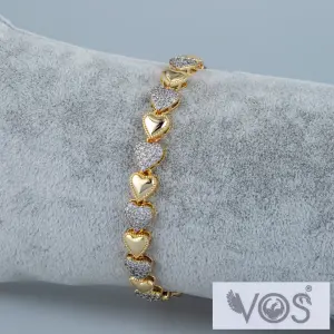 Vos Jewelry 14K Kalp Zincir Taşlı Bileklik