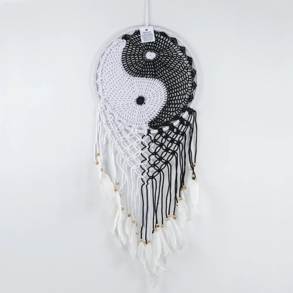 Toptan El Yapımı Büyük Boy Yin Yang Dantel Örgü Düş Kapanı Duvar Süsü