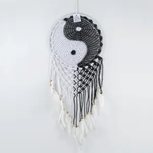 Toptan El Yapımı Büyük Boy Yin Yang Dantel Örgü Düş Kapanı Duvar Süsü