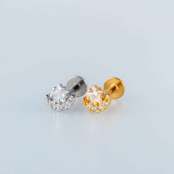 Piercing Tragus Ay Yıldız Sarı 8mm