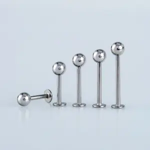 Toptan 316L Çelik İlk Delim Labret Piercing 4mm Top Bar Boyu: 6mm