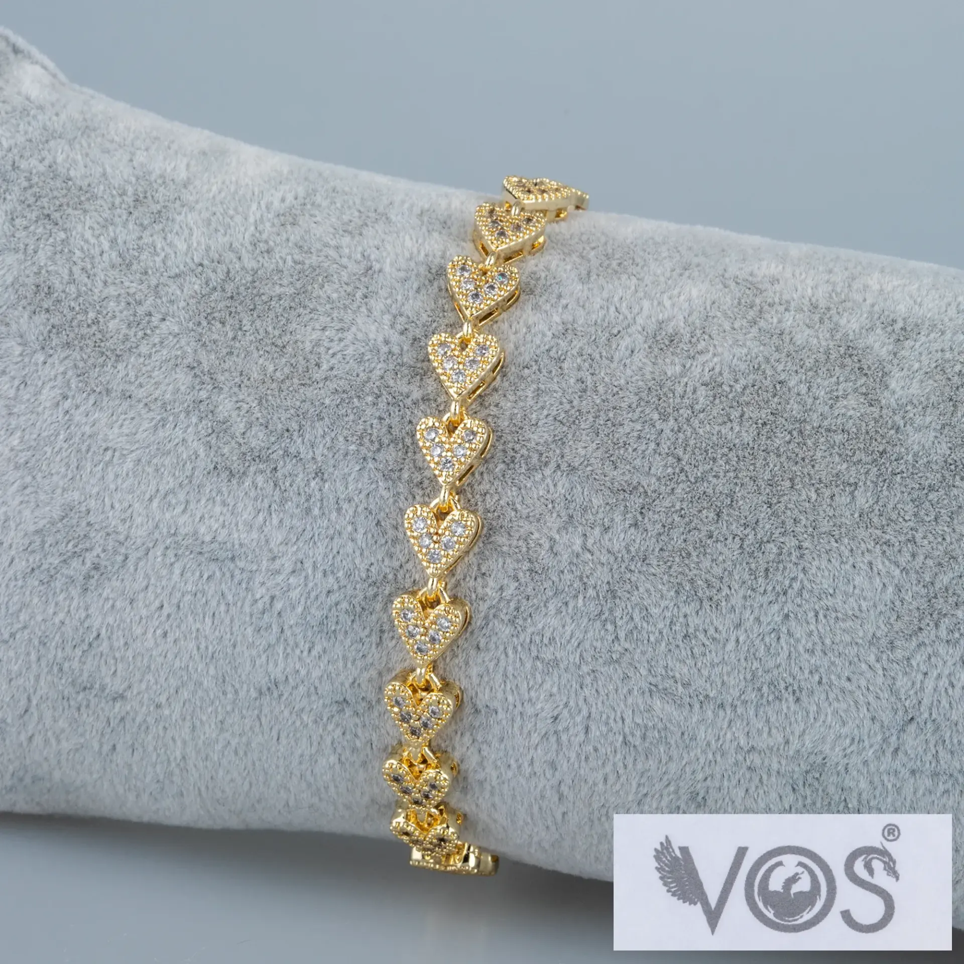 Vos Jewelry 14K Kalp Zincir Taşlı Bileklik