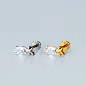 Piercing Titanyum Tragus Ananas Beyaz 8mm
