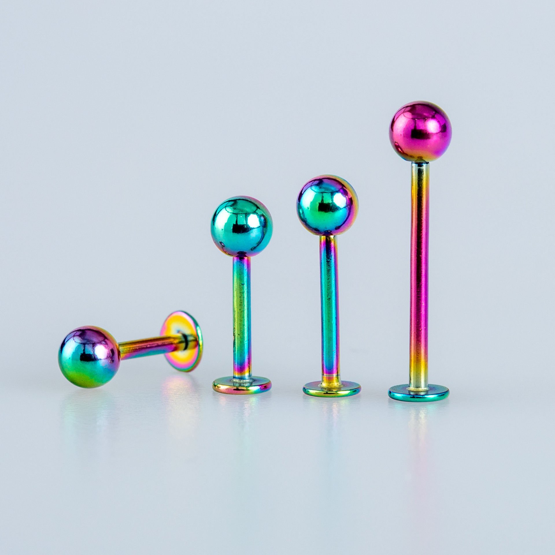 Toptan 316L Çelik Piercing Labret 4mm Top Rainbow