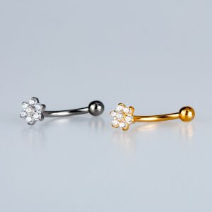 Piercing Titanyum Rook Çiçek Beyaz