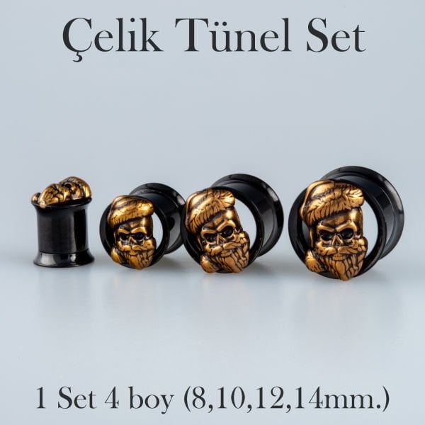 Piercing Çelik Tunel Gotik 1 Set 4 Boy