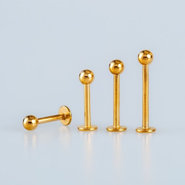 Toptan 316L Çelik Piercing Labret 3mm Top Gold Bar Boyu: 6mm