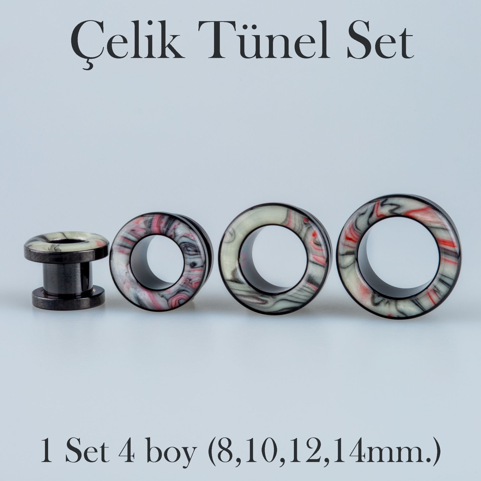 Piercing Çelik Tunel 1 Set 4 Boy