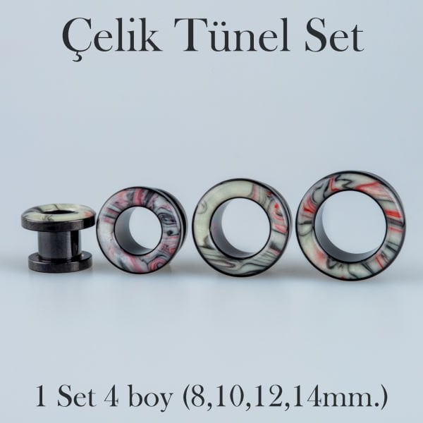 Piercing Çelik Tunel 1 Set 4 Boy