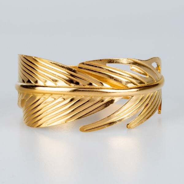 Kadın Çelik Kelepçe Yaprak Bileklik