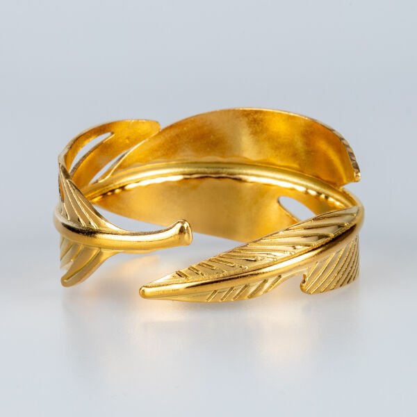 Kadın Çelik Kelepçe Yaprak Bileklik