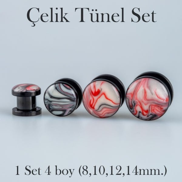 Piercing Çelik Tunel 1 Set 4 Boy