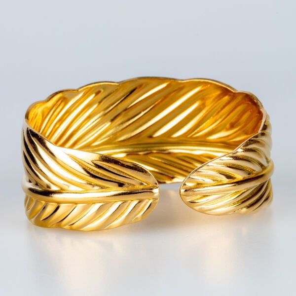 Kadın Çelik Kelepçe Yaprak Bileklik