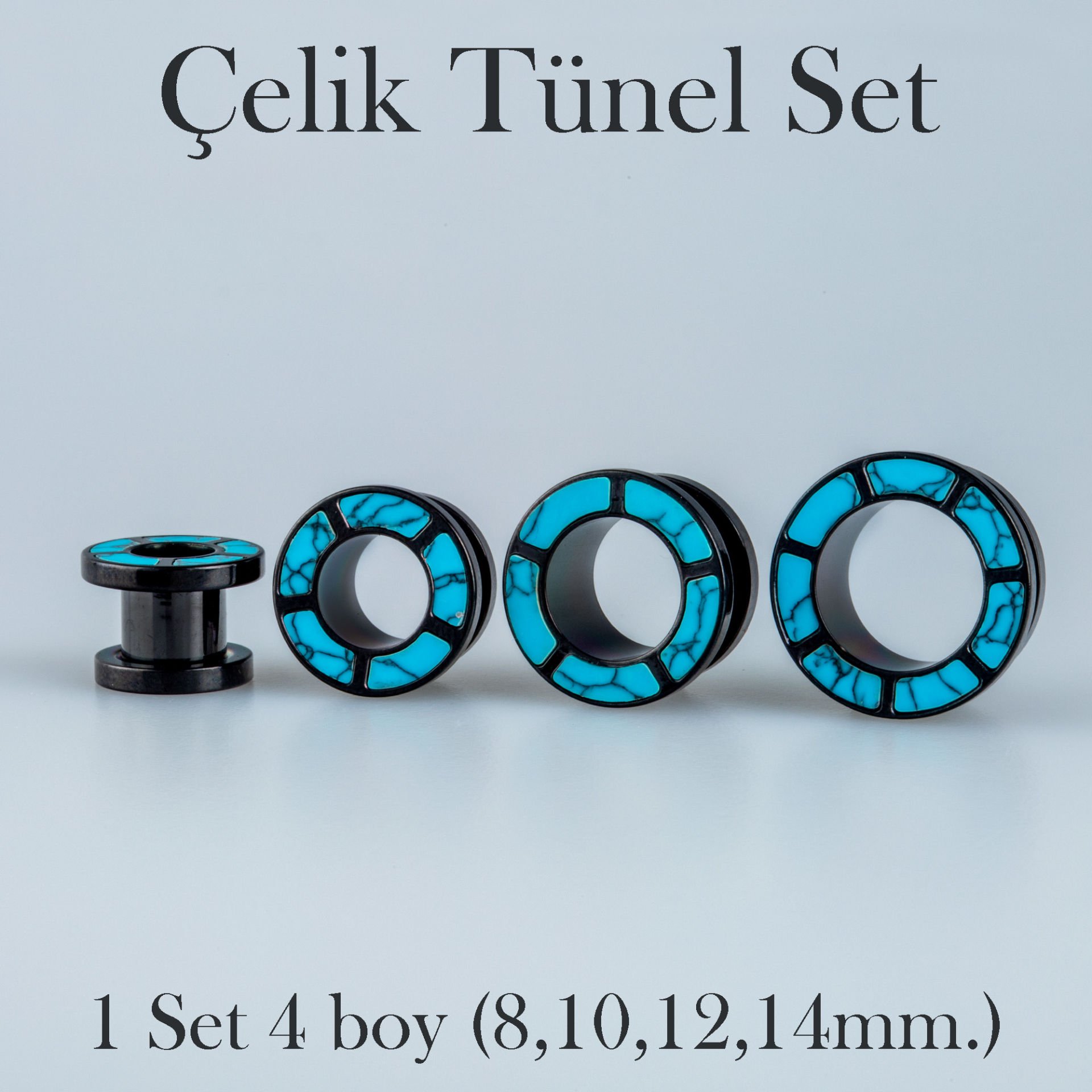 Piercing Çelik Tunel 1 Set 4 Boy