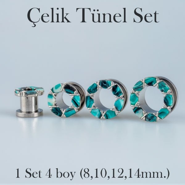 Piercing Çelik Tunel 1 Set 4 Boy