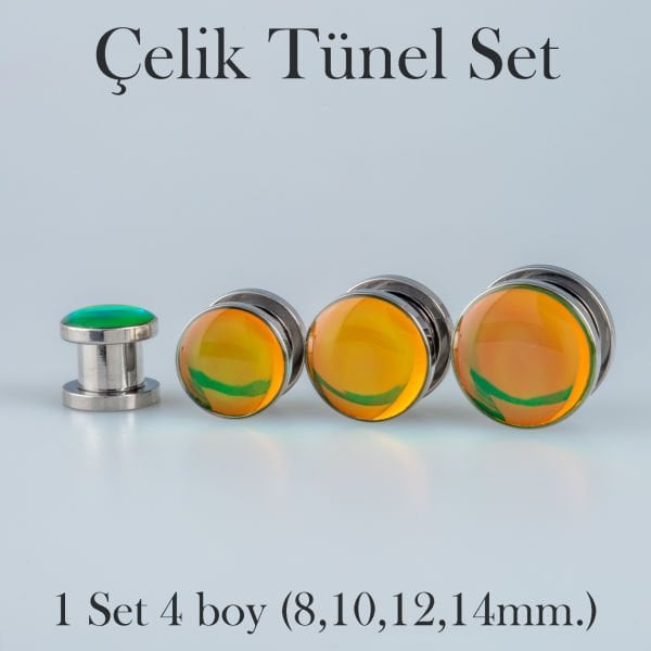 Piercing Çelik Tunel 1 Set 4 Boy