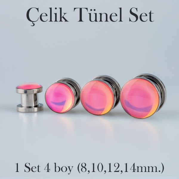 Piercing Çelik Tunel 1 Set 4 Boy