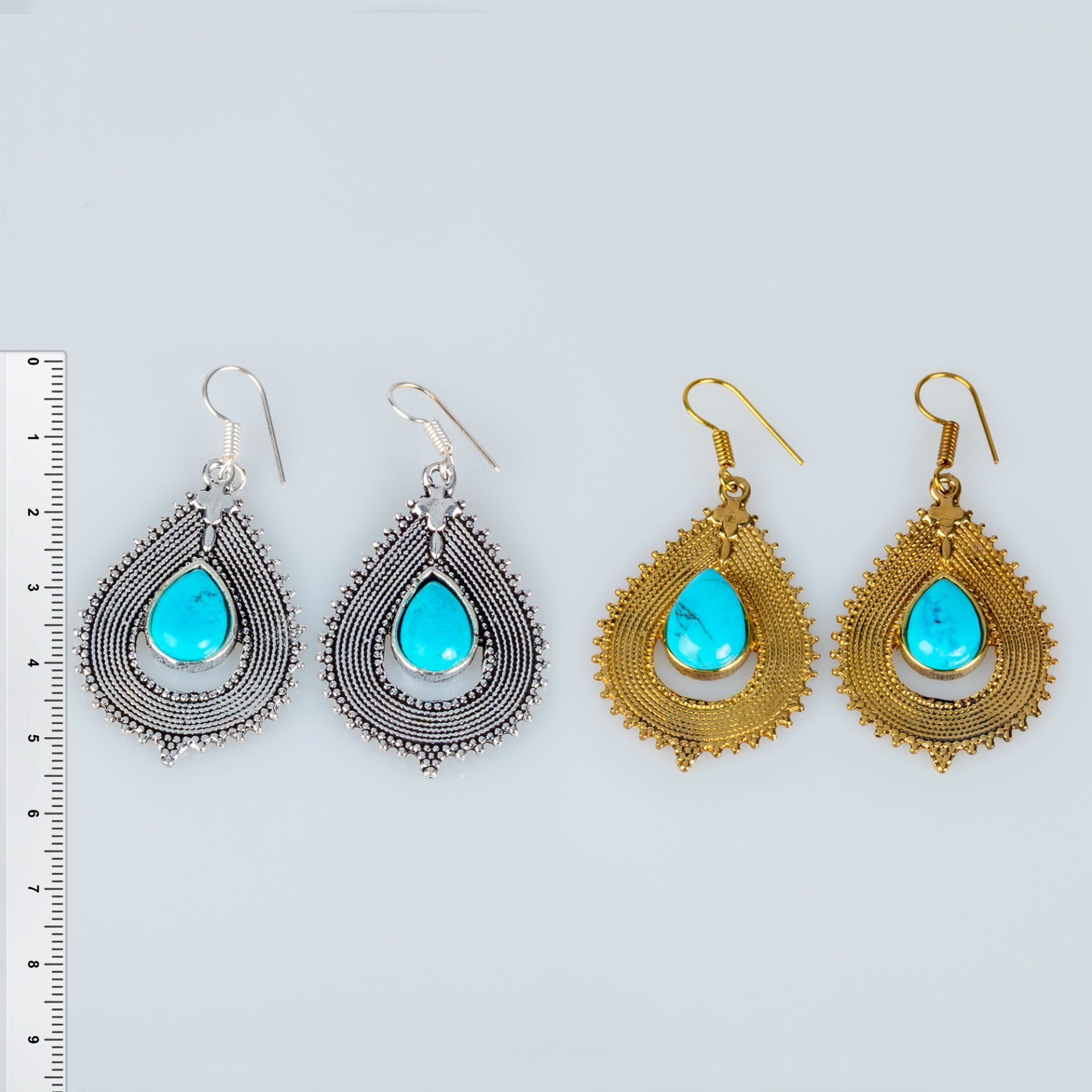 Brass Earrings with Stones
