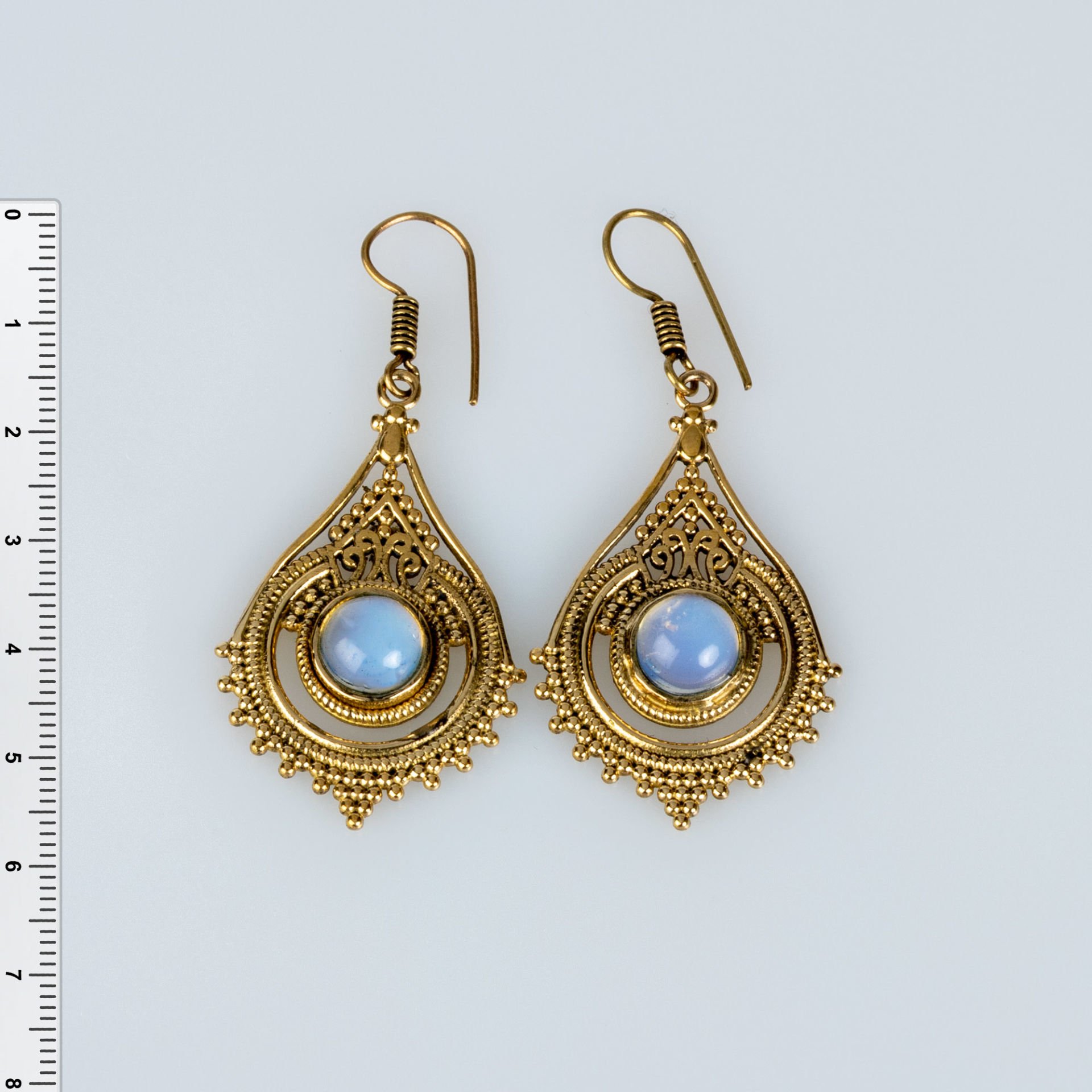 Brass Earrings with Stones