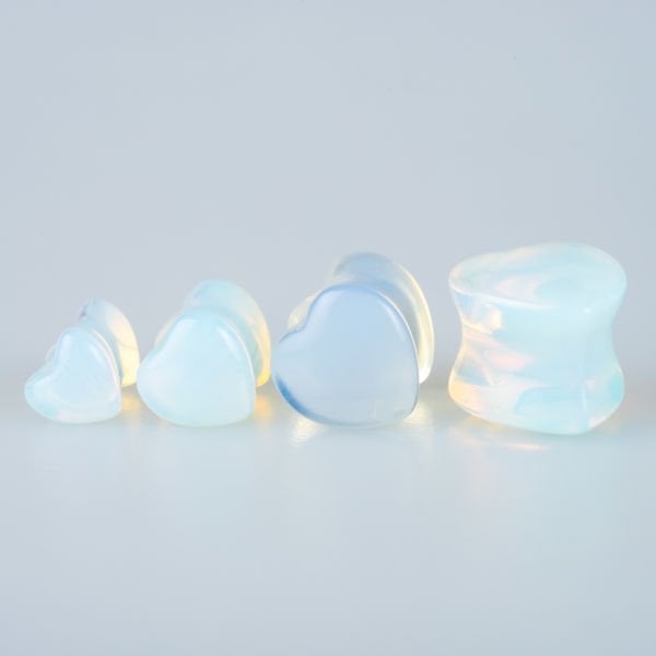 Piercing Tunnel Natural Moonstone Heart 1 Set 4 Sizes