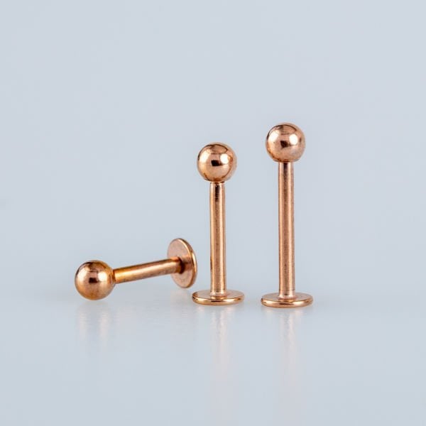 Toptan 316L Çelik Piercing Labret 3mm Top Rose Bar Boyu: 6mm