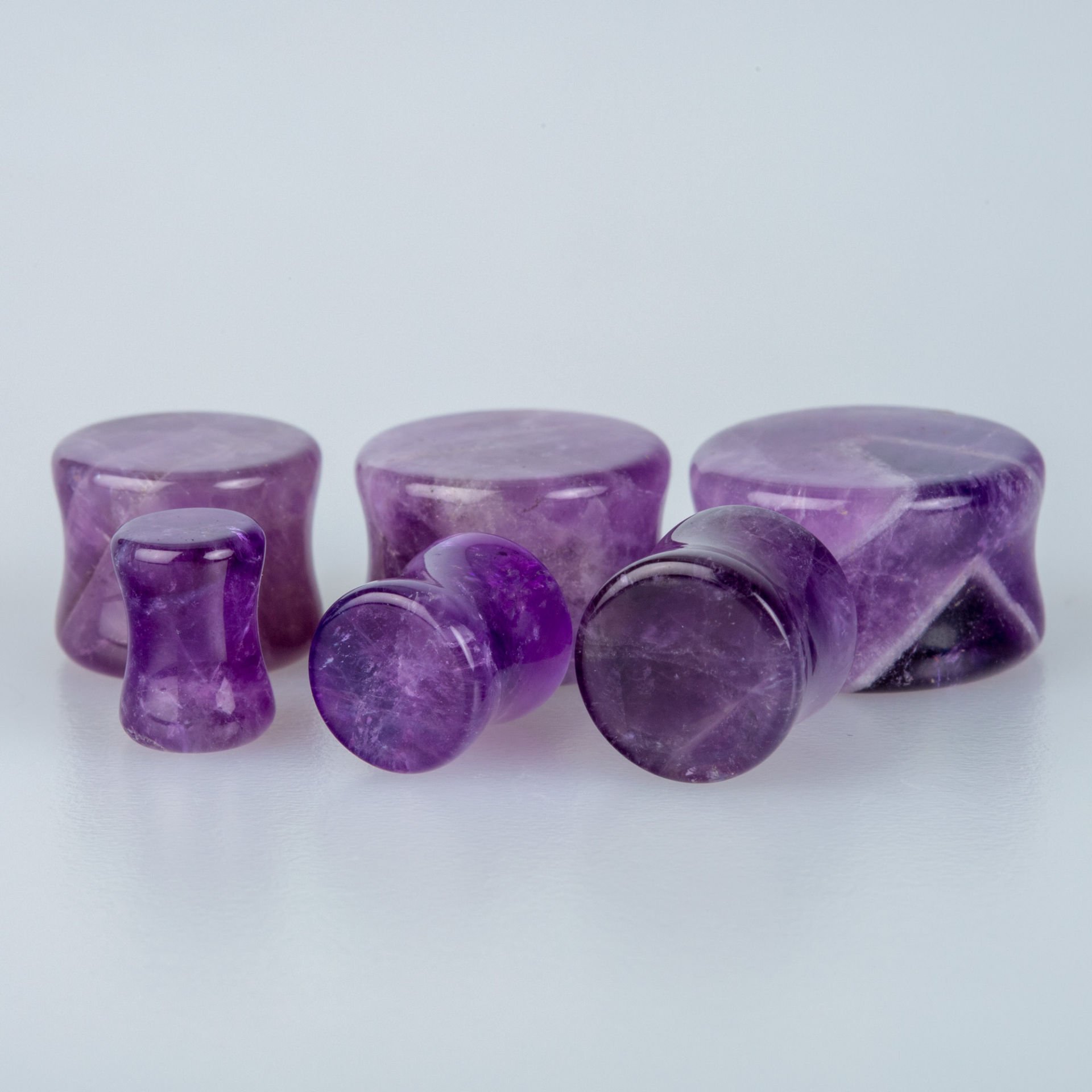Piercing Tunnel Natural Amethyst Stone 1 Set 6 Size