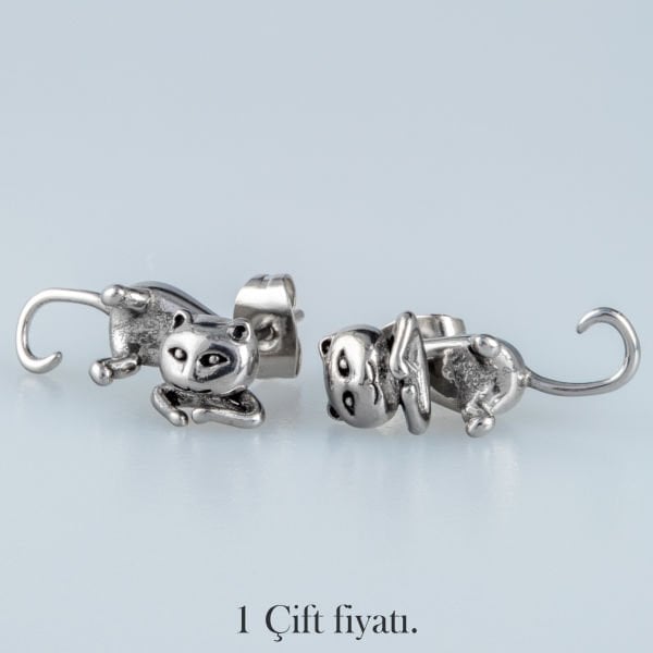 Çelik Küpe Gotik Kedi - Çift