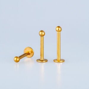 Toptan Piercing Labret 2mm Top Gold Bar Boyu: 8mm