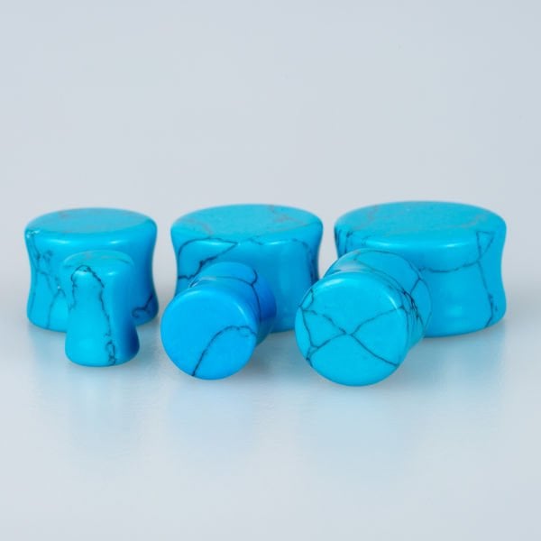 Piercing  Tünel Doğal Turkuaz Taşı 1 Set 6 Boy