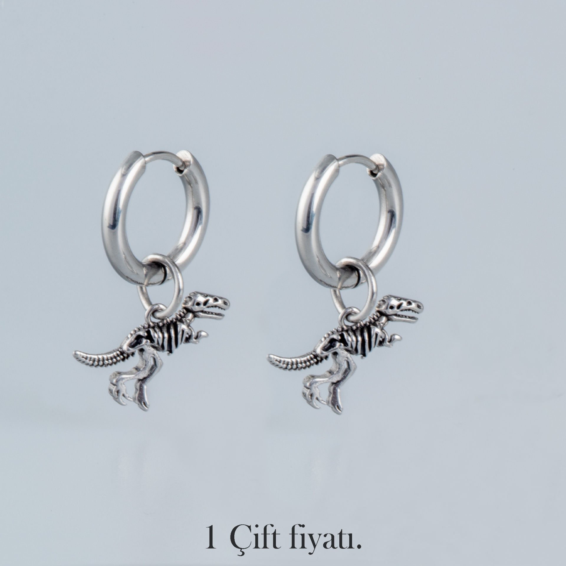 Çelik Küpe Gotik Dinazor - Çift