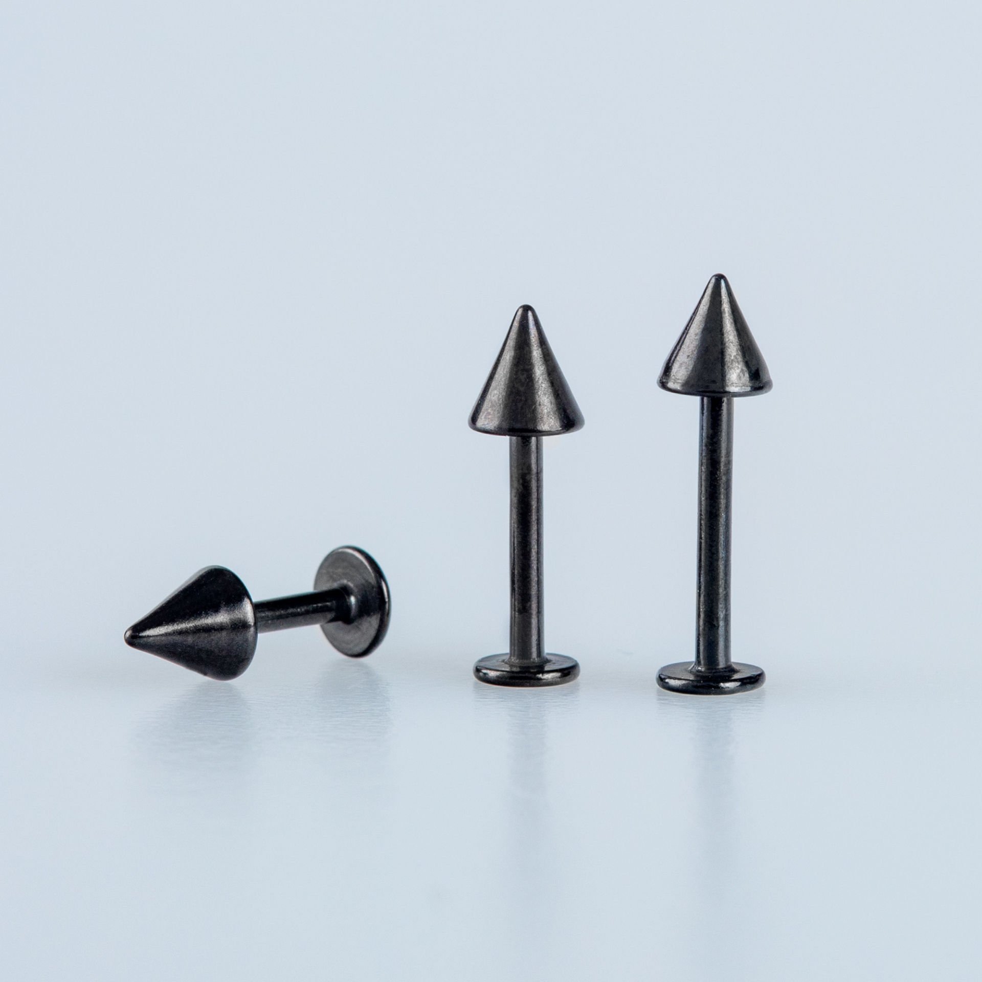 Toptan 316L Çelik Piercing Labret 4mm Spike Siyah