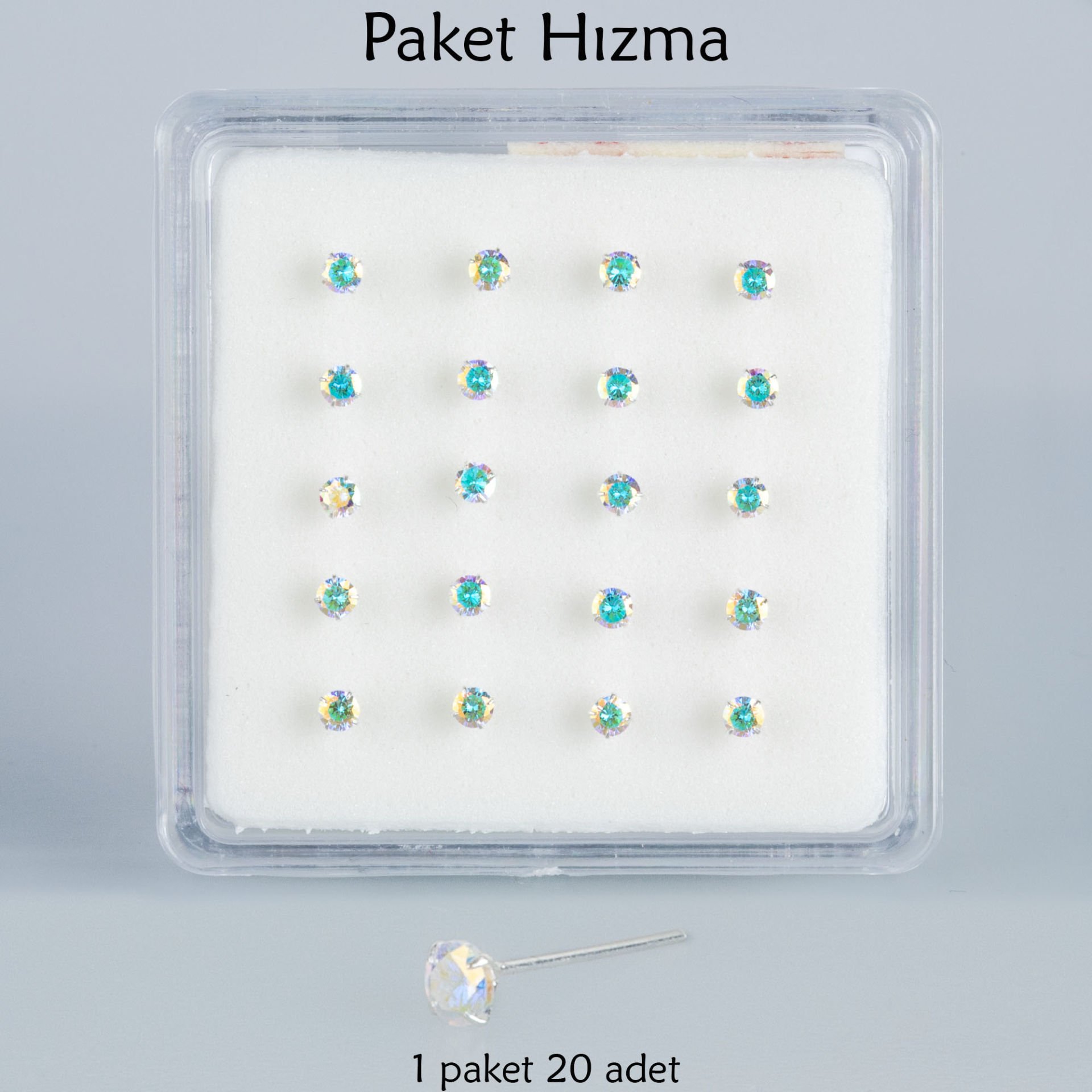 Piercing Nose Ring Round Stone 1 Pack 20 Pieces