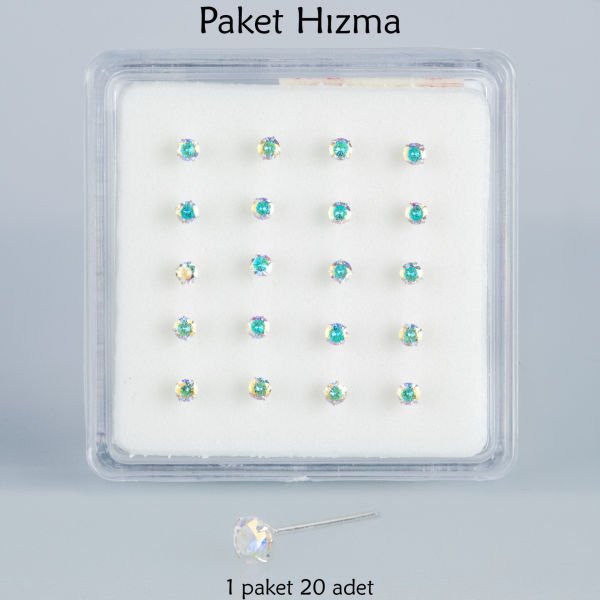 Piercing Nose Ring Round Stone 1 Pack 20 Pieces