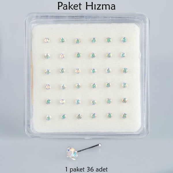Piercing Nose Ring Round Stone 1 Pack 36 Pieces