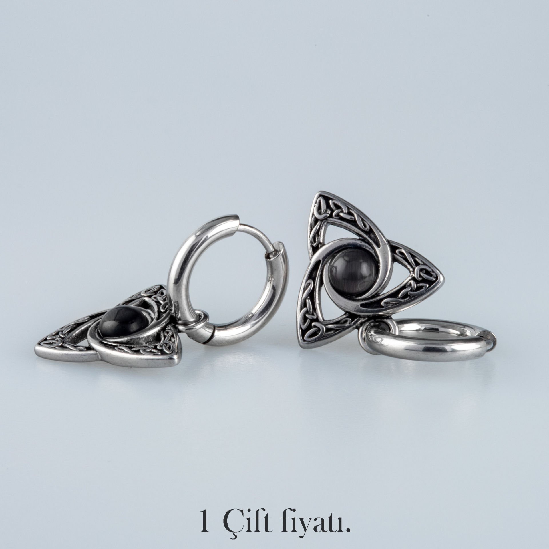 Çelik Küpe Gotik Kelt Düğümü - Çift