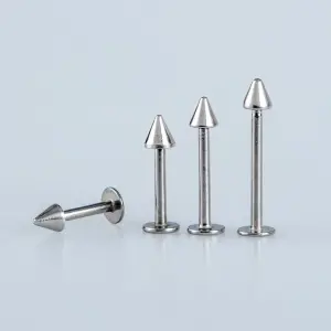 Toptan 316L Çelik İlk Delim Labret Piercing 3mm Spike Bar Boyu: 6mm