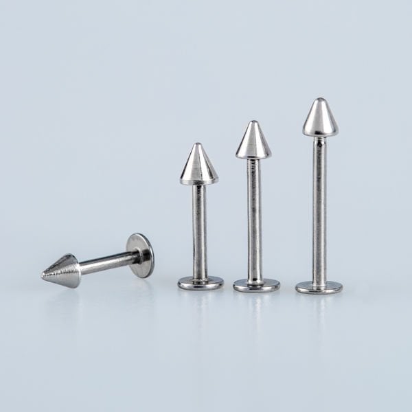 Toptan 316L Çelik Piercing Labret 3mm Spike İlk Delim Silver Bar Boyu: 6mm