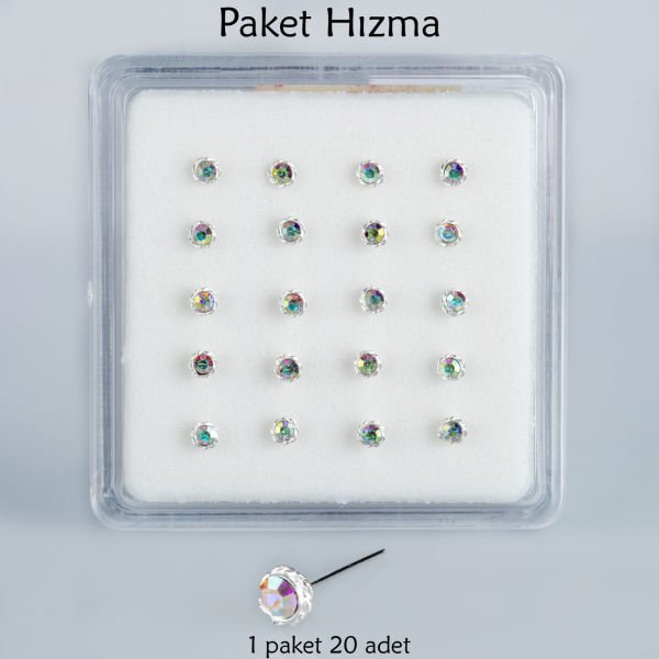 Piercing Nose Ring Round Stone 1 Pack 20 Pieces