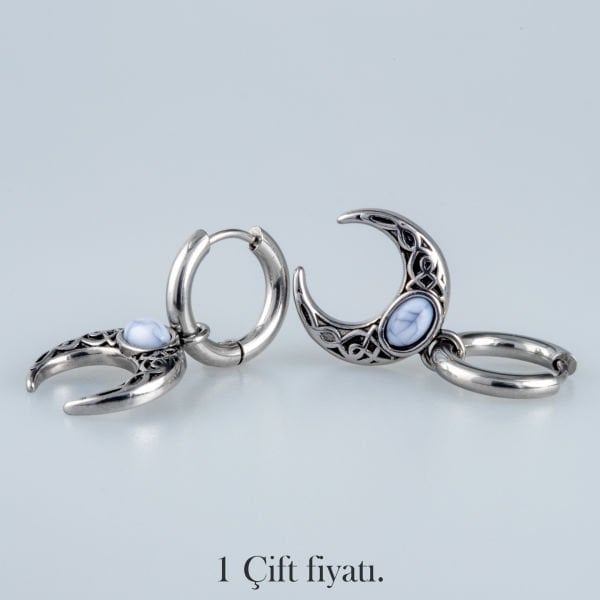 Çelik Küpe Gotik Ay - Çift