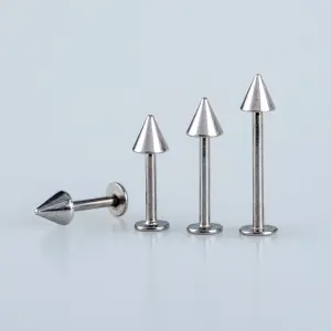 Toptan 316L Çelik İlk Delim Labret Piercing 4mm Spike Bar Boyu: 6mm