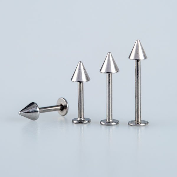 Toptan 316L Çelik Piercing Labret 4mm Spike İlk Delim Silver Bar Boyu: 6mm