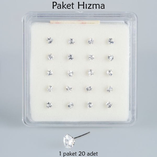 Piercing Hızma Kalp Taş 1 Paket 20 Adet