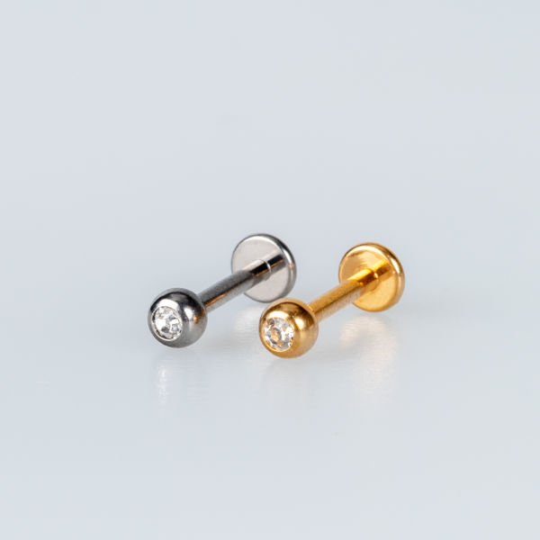 Piercing Titanyum Labret 3mm Taşlı Top Beyaz 8mm