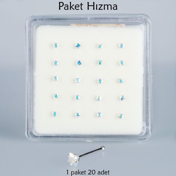 Piercing Nose Ring Square Stone 1 Pack 20 Pieces