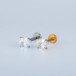 Toptan Piercing Labret 5mm Damla Taş Beyaz 6mm